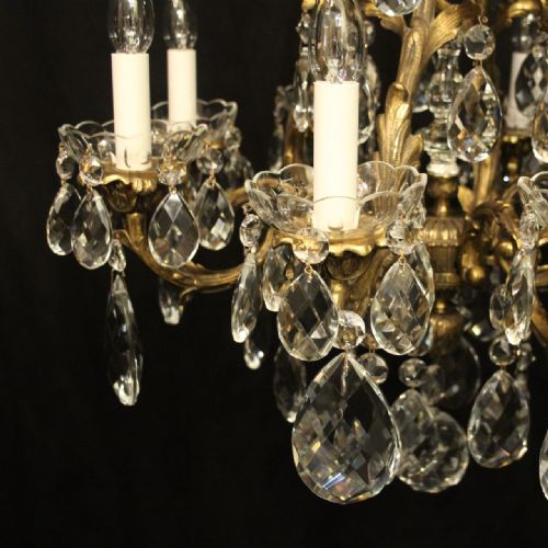 FRENCH GILDED BRONZE CRYSTAL 8 LIGHT ANTIQUE CHANDELIER - ADDITIONAL PHOTO 4