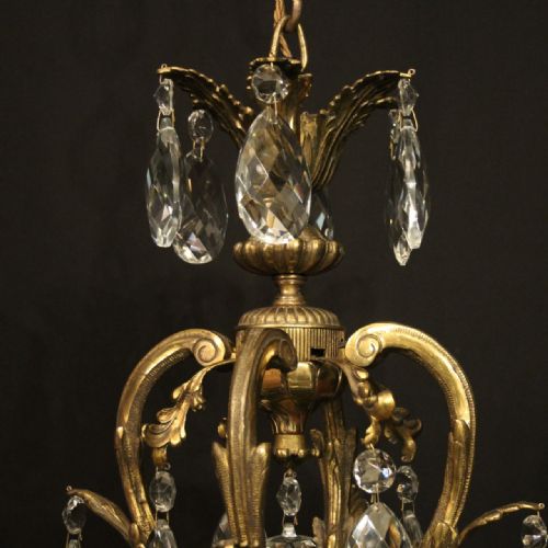 FRENCH GILDED BRONZE CRYSTAL 8 LIGHT ANTIQUE CHANDELIER - ADDITIONAL PHOTO 9
