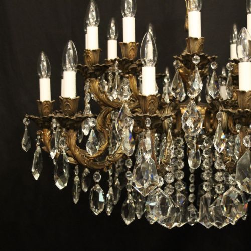 ITALIAN 24 LIGHT GILDED BRONZE CRYSTAL ANTIQUE CHANDELIER - ADDITIONAL PHOTO 5