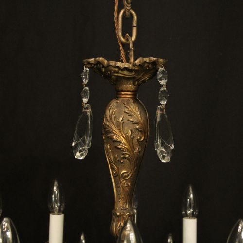 ITALIAN 24 LIGHT GILDED BRONZE CRYSTAL ANTIQUE CHANDELIER - ADDITIONAL PHOTO 8