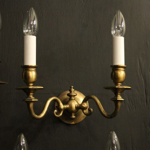 ENGLISH SET OF 4 TWIN ARM ANTIQUE WALL LIGHTS - ADDITIONAL PHOTO 1