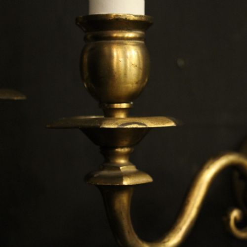 ENGLISH SET OF 4 TWIN ARM ANTIQUE WALL LIGHTS - ADDITIONAL PHOTO 3