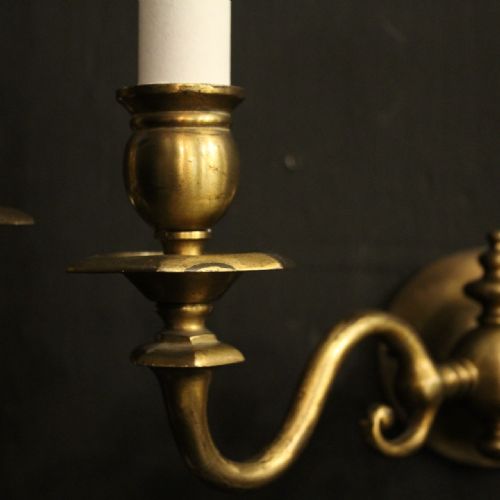 ENGLISH SET OF 4 TWIN ARM ANTIQUE WALL LIGHTS - ADDITIONAL PHOTO 4