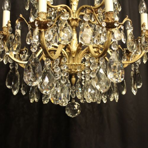 ITALIAN GILDED BRONZE CRYSTAL 12 LIGHT ANTIQUE CHANDELIER - ADDITIONAL PHOTO 8