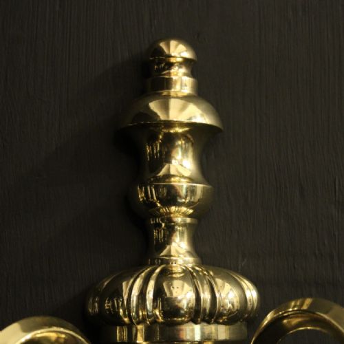 ENGLISH PAIR OF BRASS TWIN ARM ANTIQUE WALL LIGHTS - ADDITIONAL PHOTO 5