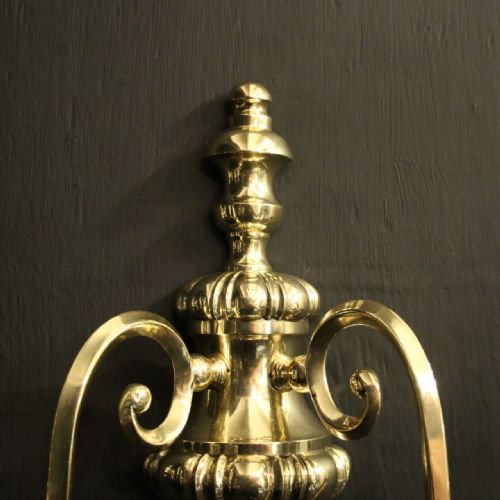 ENGLISH PAIR OF BRASS TWIN ARM ANTIQUE WALL LIGHTS - ADDITIONAL PHOTO 6