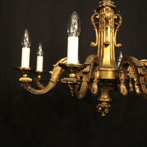 FRENCH GILDED BRONZE 8 LIGHT ANTIQUE CHANDELIER - ADDITIONAL PHOTO 1