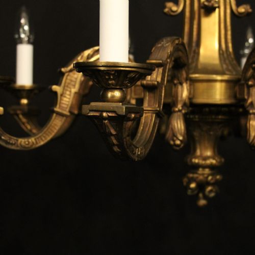 FRENCH GILDED BRONZE 8 LIGHT ANTIQUE CHANDELIER - ADDITIONAL PHOTO 2