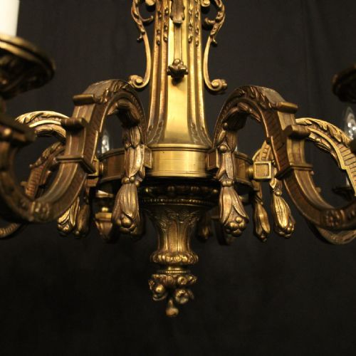 FRENCH GILDED BRONZE 8 LIGHT ANTIQUE CHANDELIER - ADDITIONAL PHOTO 3