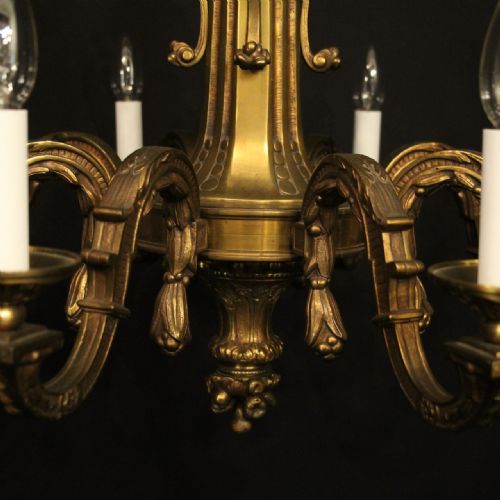 FRENCH GILDED BRONZE 8 LIGHT ANTIQUE CHANDELIER - ADDITIONAL PHOTO 4