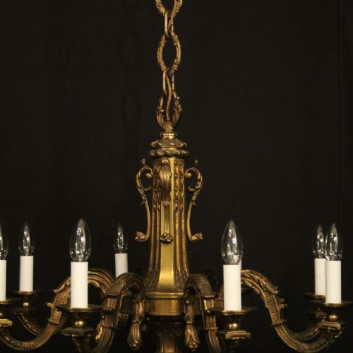 FRENCH GILDED BRONZE 8 LIGHT ANTIQUE CHANDELIER - ADDITIONAL PHOTO 6