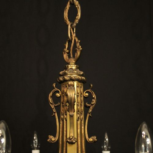 FRENCH GILDED BRONZE 8 LIGHT ANTIQUE CHANDELIER - ADDITIONAL PHOTO 7