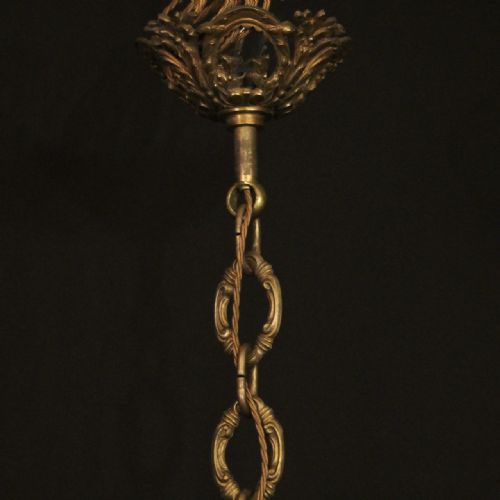 FRENCH GILDED BRONZE 8 LIGHT ANTIQUE CHANDELIER - ADDITIONAL PHOTO 9