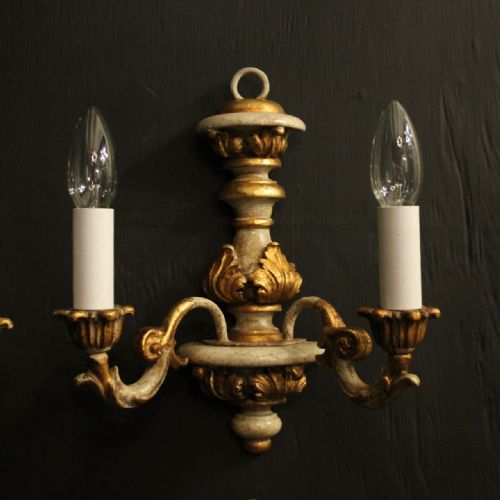 ITALIAN SET OF 4 POLYCHROME GILDED WALL LIGHTS - ADDITIONAL PHOTO 1