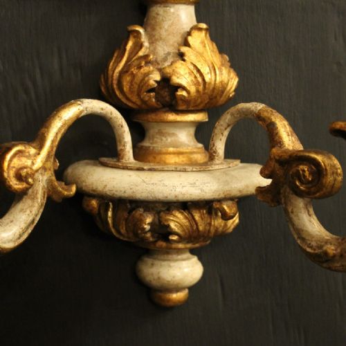 ITALIAN SET OF 4 POLYCHROME GILDED WALL LIGHTS - ADDITIONAL PHOTO 2