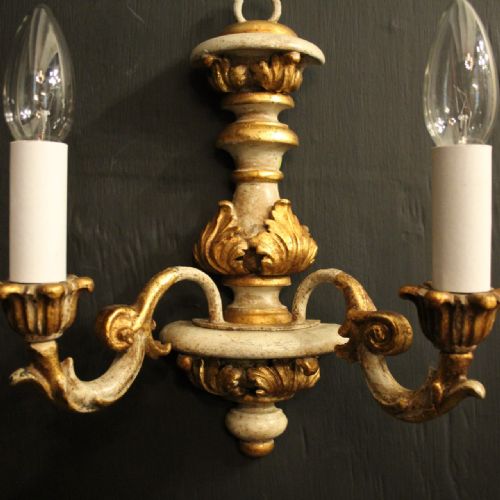 ITALIAN SET OF 4 POLYCHROME GILDED WALL LIGHTS - ADDITIONAL PHOTO 3