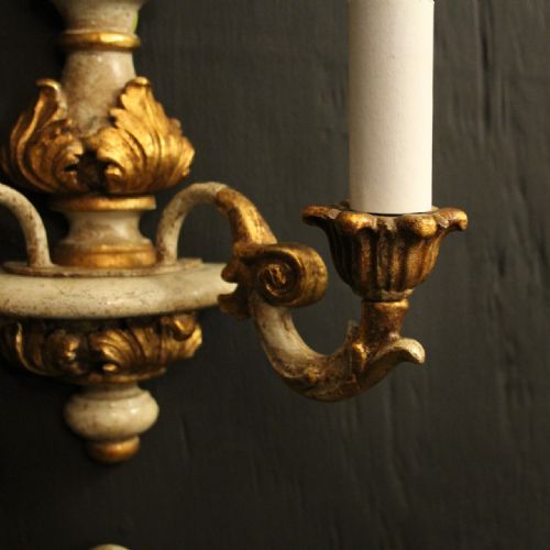 ITALIAN SET OF 4 POLYCHROME GILDED WALL LIGHTS - ADDITIONAL PHOTO 4