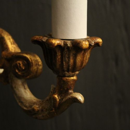 ITALIAN SET OF 4 POLYCHROME GILDED WALL LIGHTS - ADDITIONAL PHOTO 5