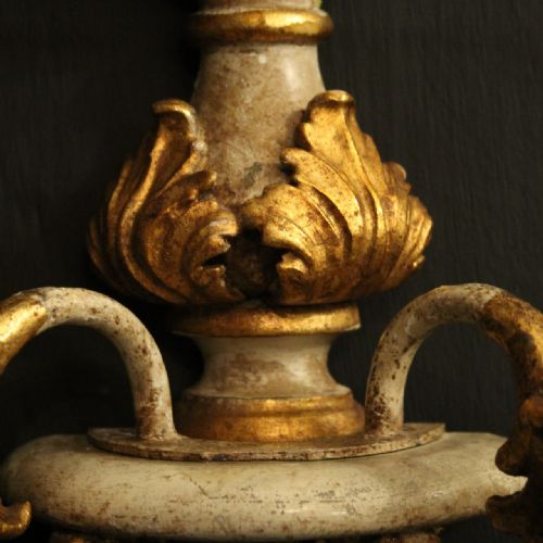 ITALIAN SET OF 4 POLYCHROME GILDED WALL LIGHTS - ADDITIONAL PHOTO 7