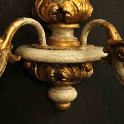 ITALIAN SET OF 4 POLYCHROME GILDED WALL LIGHTS - ADDITIONAL PHOTO 8