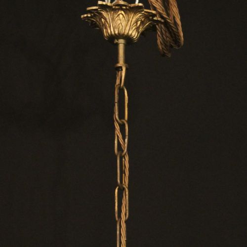 FRENCH GILDED BRASS CRYSTAL 9 LIGHT ANTIQUE CHANDELIER - ADDITIONAL PHOTO 9
