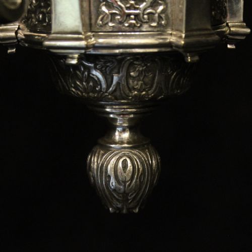 ENGLISH SILVER PLATED 6 LIGHT ANTIQUE CHANDELIER - ADDITIONAL PHOTO 7