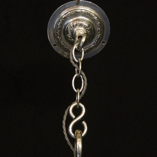 ENGLISH SILVER PLATED 6 LIGHT ANTIQUE CHANDELIER - ADDITIONAL PHOTO 9