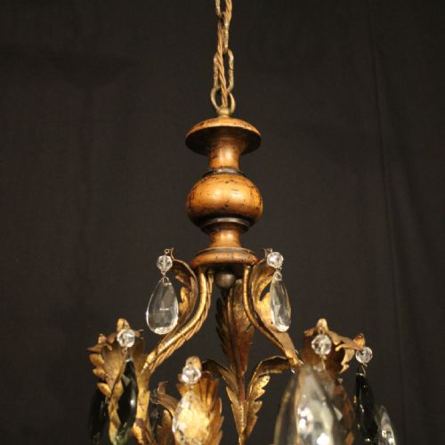 ITALIAN FLORENTINE 6 LIGHT POLYCHROME ANTIQUE CHANDELIER - ADDITIONAL PHOTO 6