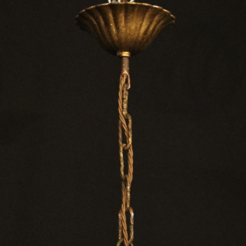 ITALIAN FLORENTINE 6 LIGHT POLYCHROME ANTIQUE CHANDELIER - ADDITIONAL PHOTO 9