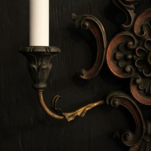 ITALIAN PAIR OF WOODEN WALL LIGHTS - ADDITIONAL PHOTO 3