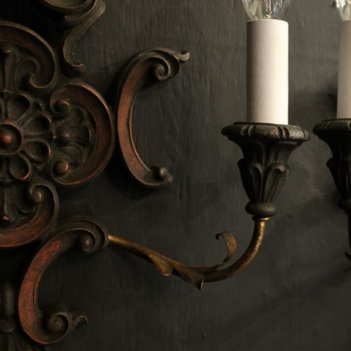 ITALIAN PAIR OF WOODEN WALL LIGHTS - ADDITIONAL PHOTO 5
