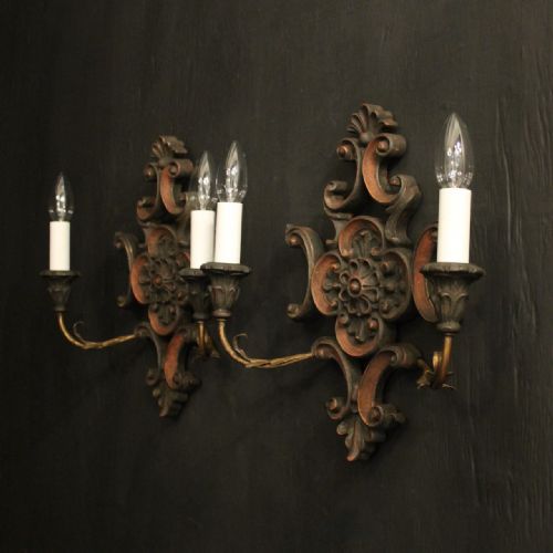 ITALIAN PAIR OF WOODEN WALL LIGHTS - ADDITIONAL PHOTO 9