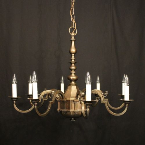 french large bronze 8 light antique chandelier - CATEGORY: ANTIQUE LIGHTING - DATED 19TH CENTURY