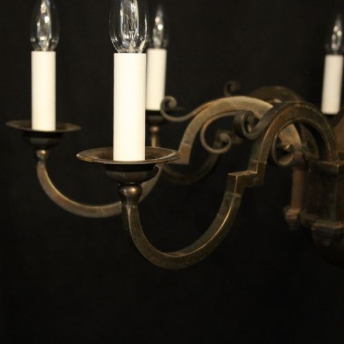 FRENCH LARGE BRONZE 8 LIGHT ANTIQUE CHANDELIER - ADDITIONAL PHOTO 2