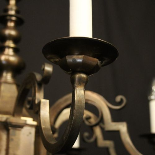FRENCH LARGE BRONZE 8 LIGHT ANTIQUE CHANDELIER - ADDITIONAL PHOTO 4