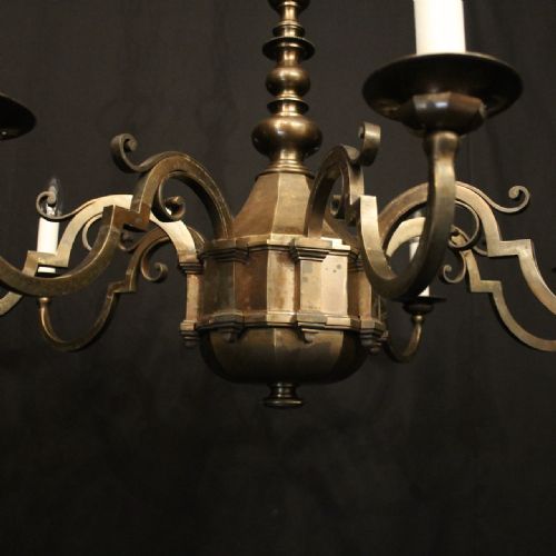 FRENCH LARGE BRONZE 8 LIGHT ANTIQUE CHANDELIER - ADDITIONAL PHOTO 5