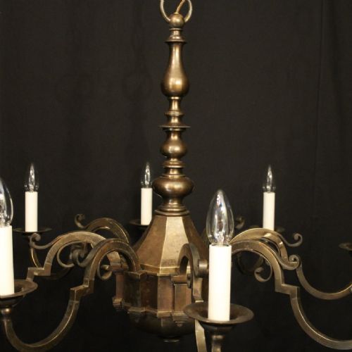 FRENCH LARGE BRONZE 8 LIGHT ANTIQUE CHANDELIER - ADDITIONAL PHOTO 6
