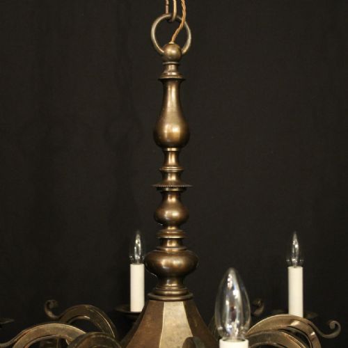 FRENCH LARGE BRONZE 8 LIGHT ANTIQUE CHANDELIER - ADDITIONAL PHOTO 7