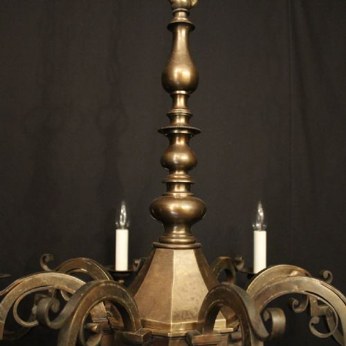 FRENCH LARGE BRONZE 8 LIGHT ANTIQUE CHANDELIER - ADDITIONAL PHOTO 8