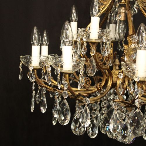 ITALIAN GILDED CRYSTAL 16 LIGHT ANTIQUE CHANDELIER - ADDITIONAL PHOTO 2