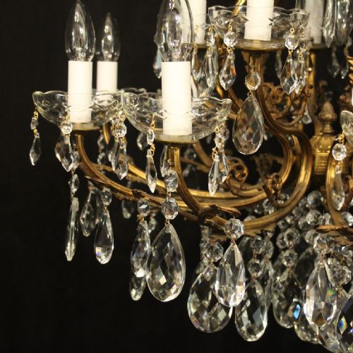 ITALIAN GILDED CRYSTAL 16 LIGHT ANTIQUE CHANDELIER - ADDITIONAL PHOTO 3