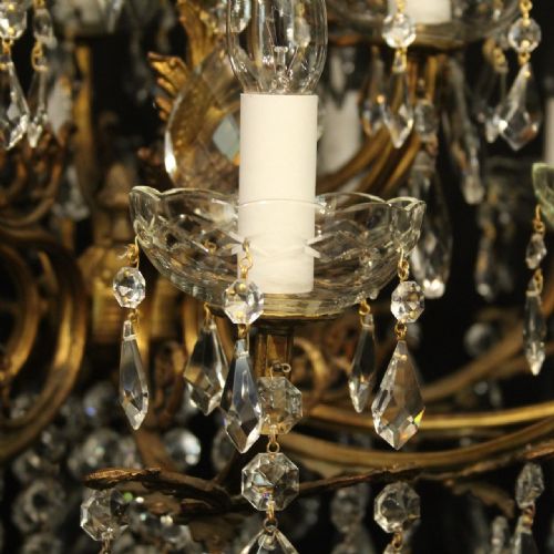 ITALIAN GILDED CRYSTAL 16 LIGHT ANTIQUE CHANDELIER - ADDITIONAL PHOTO 4