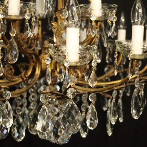 ITALIAN GILDED CRYSTAL 16 LIGHT ANTIQUE CHANDELIER - ADDITIONAL PHOTO 6