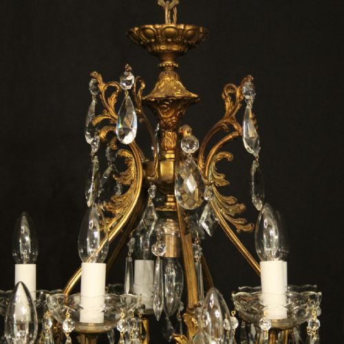 ITALIAN GILDED CRYSTAL 16 LIGHT ANTIQUE CHANDELIER - ADDITIONAL PHOTO 7