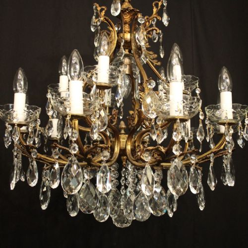 ITALIAN GILDED CRYSTAL 16 LIGHT ANTIQUE CHANDELIER - ADDITIONAL PHOTO 8