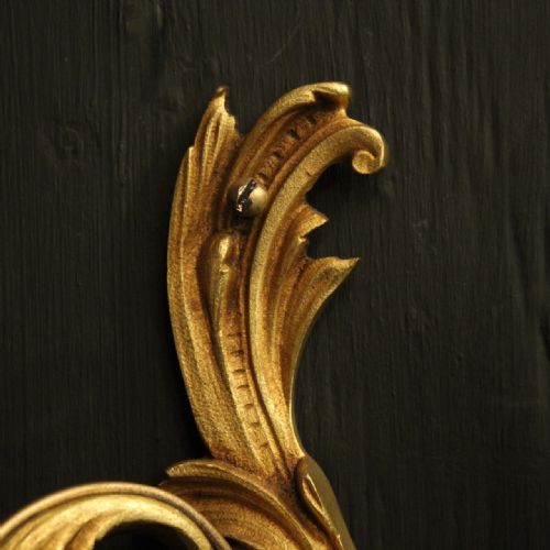 FRENCH PAIR OF GILDED TWIN ARM ANTIQUE WALL LIGHTS - ADDITIONAL PHOTO 3