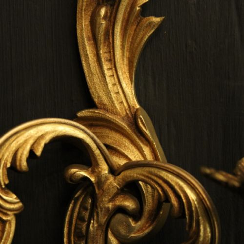 FRENCH PAIR OF GILDED TWIN ARM ANTIQUE WALL LIGHTS - ADDITIONAL PHOTO 8