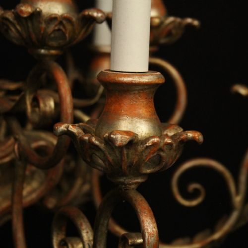 FLORENTINE 12 LIGHT WOODEN POLYCHROME ANTIQUE CHANDELIER - ADDITIONAL PHOTO 4