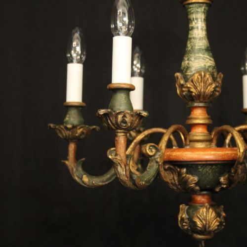 FLORENTINE 6 LIGHT POLYCHROME WOODEN CHANDELIER - ADDITIONAL PHOTO 1