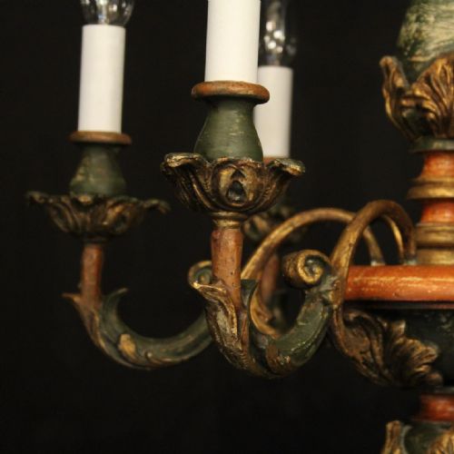 FLORENTINE 6 LIGHT POLYCHROME WOODEN CHANDELIER - ADDITIONAL PHOTO 3
